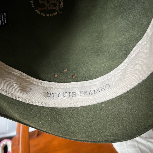 Duluth Trading Olive Green Wool Fedora Hat Lite Felt Water Repellent Crushable - Picture 5 of 12
